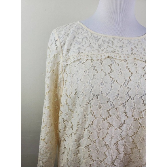 Tibi 12 Women LARGE dress Lace Knee‎ Length Shift Sleeveless Ivory Formal Party - Picture 3 of 13